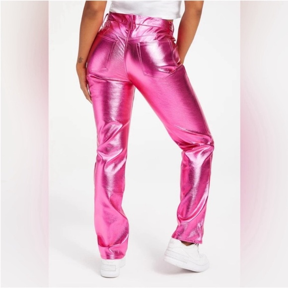Good American Metallic Pink Good Icon Faux Leather Pants Size 28 - Picture 6 of 16